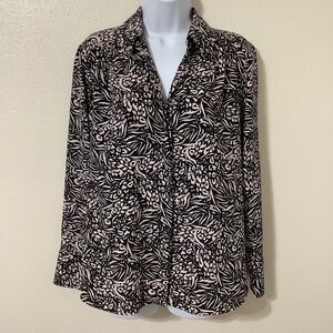 Topshop Funky Cheetah Zebra Animal Print Maximalist Button Up Blouse Size 4